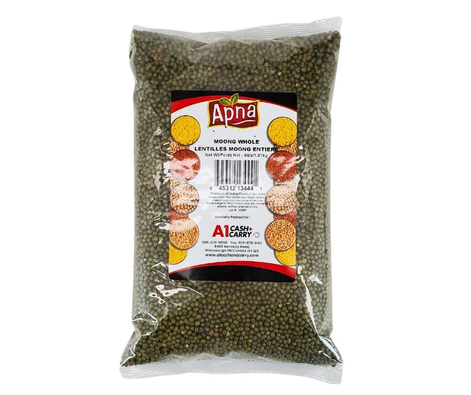 Apna - Moong Daal Whole - Green Gram Beans — Case (8 x 4 LB)
