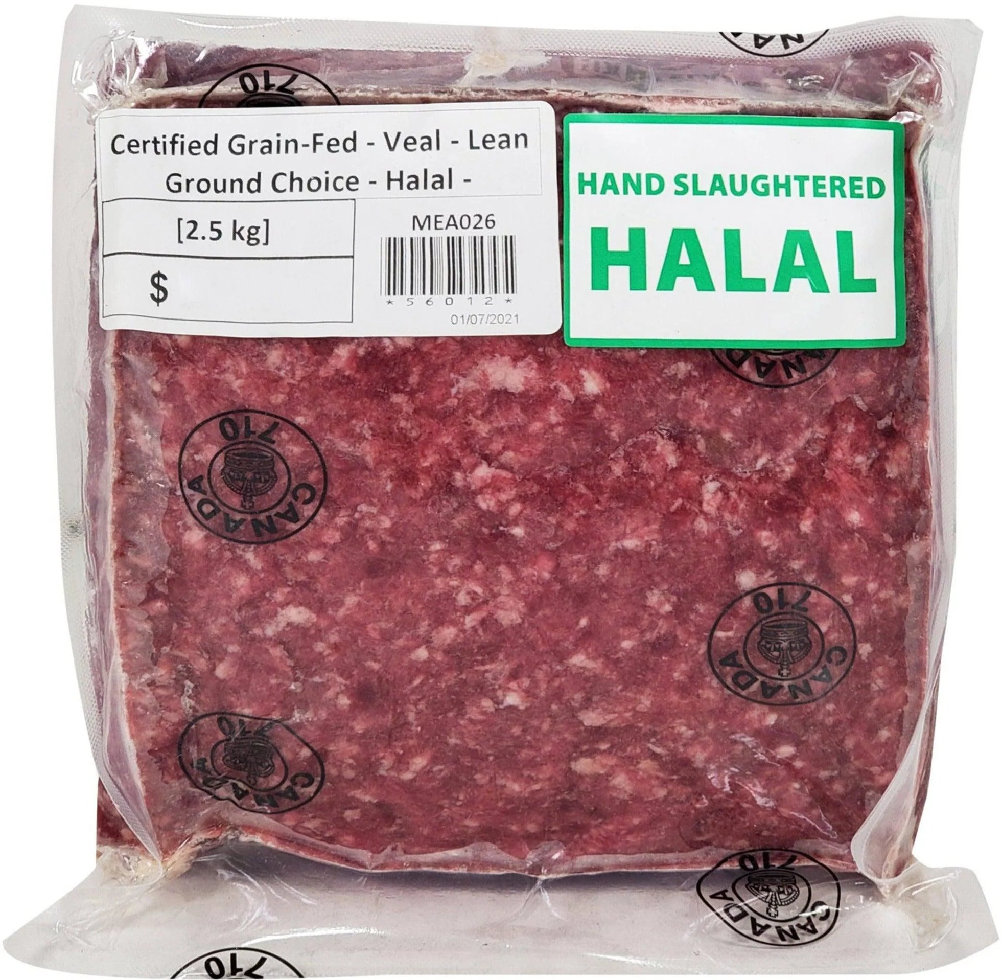 Frozen - MontPak Veal - Lean Ground - Choice +++ Halal — Case (2 x 2.5 KG)