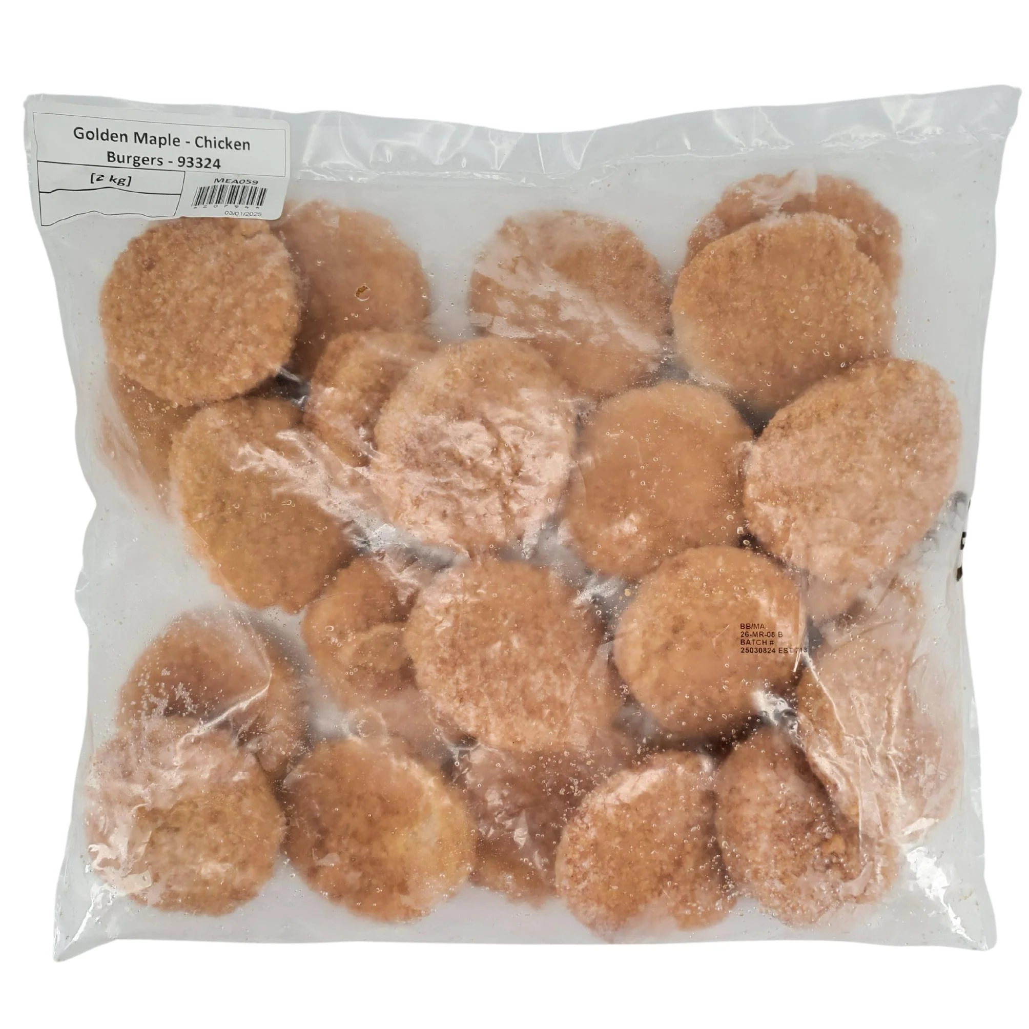Frozen - Golden Maple - Breaded Chicken Burgers - 93324 — Case (2 x 2 KG)
