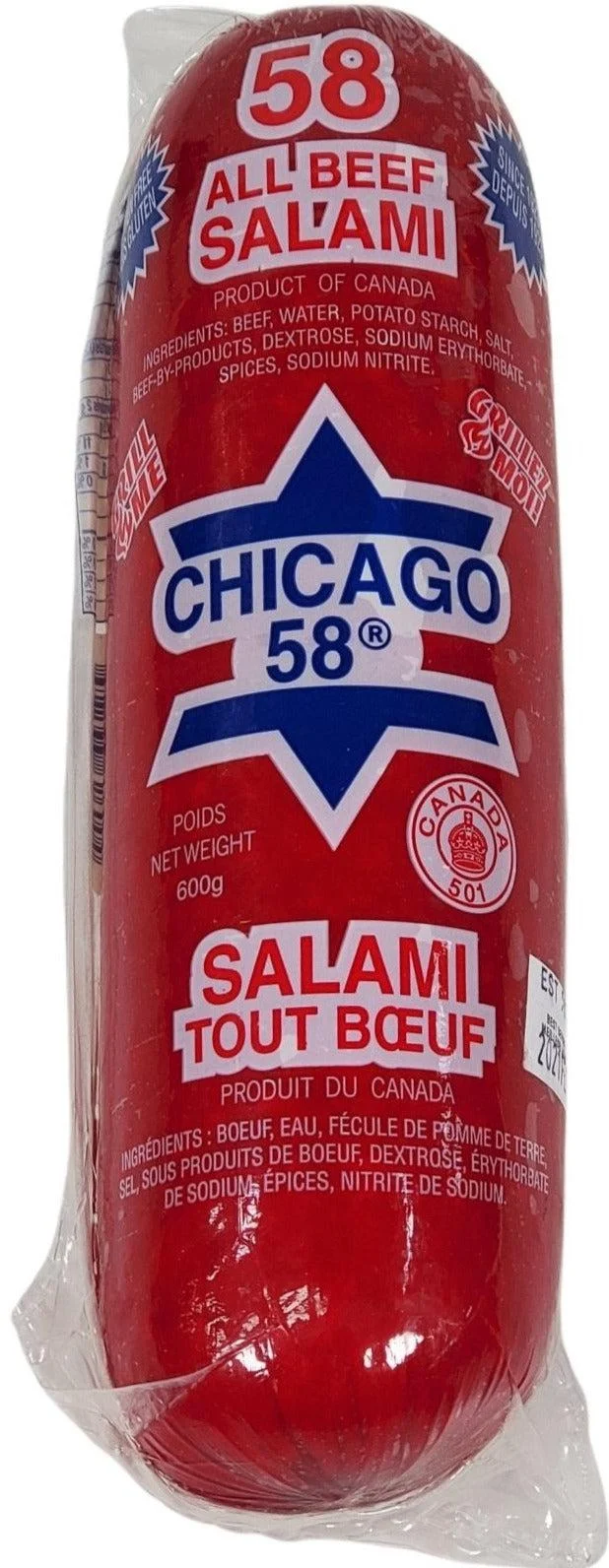 Fresh Deli - Chicago 58 - Cooked - All Beef Salami - Gluten Free — Each (600 G)