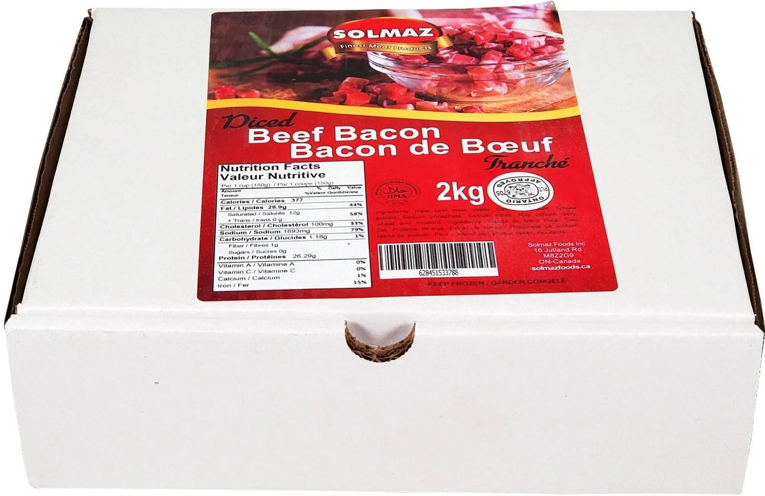 Frozen - Solmaz - Diced Beef Bacon - Halal