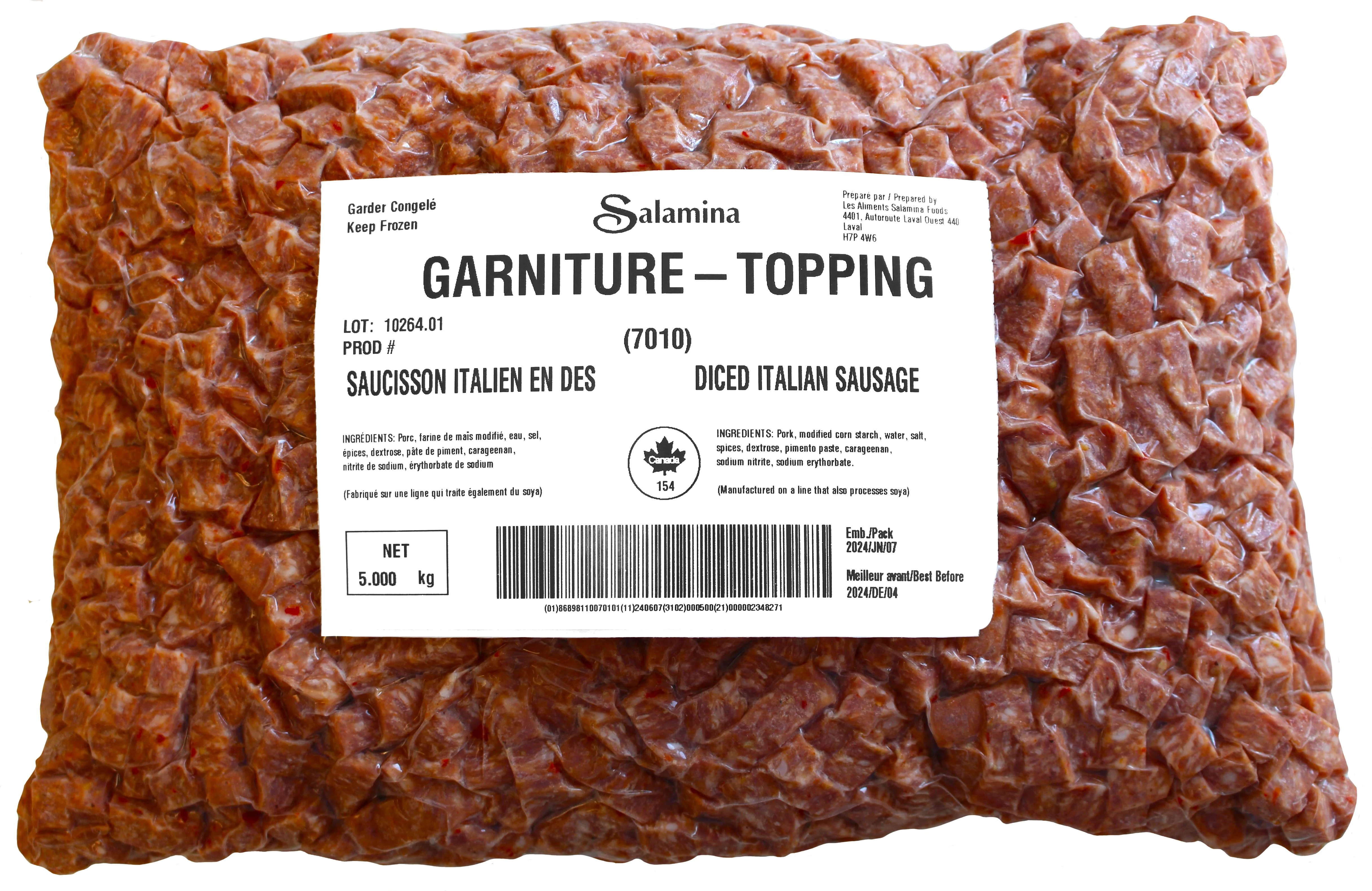 Salamina - Fully Cooked Diced Italian Sausage — Each (2.5 KG)