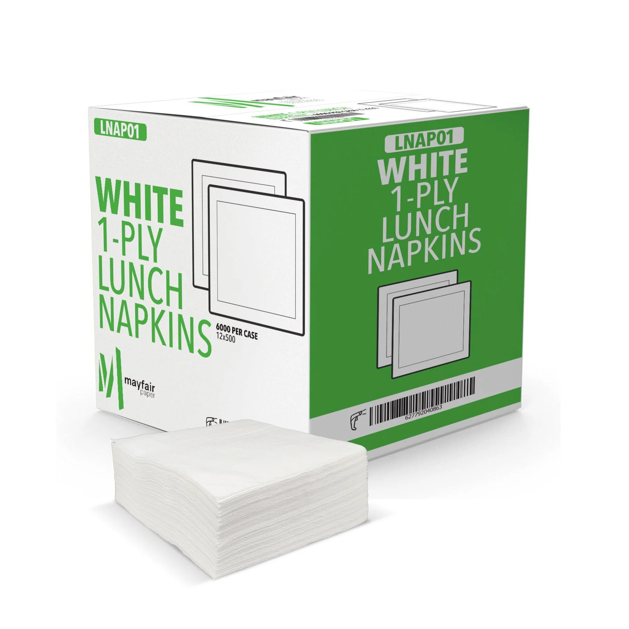 Mayfair - 1 Ply Lunch Napkins 1/4 Fold - White - LNAP01 — Case (12 x 500 CT)