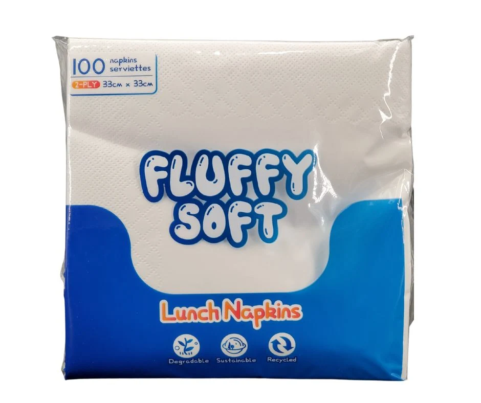 Fluffy Soft - Lunch Napkins - 2 ply - White — Case (100 CT)