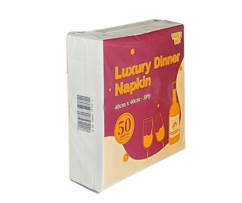 Fluffy Soft – Luxury Dinner Napkins - 3 ply - White — Case (50 CT)