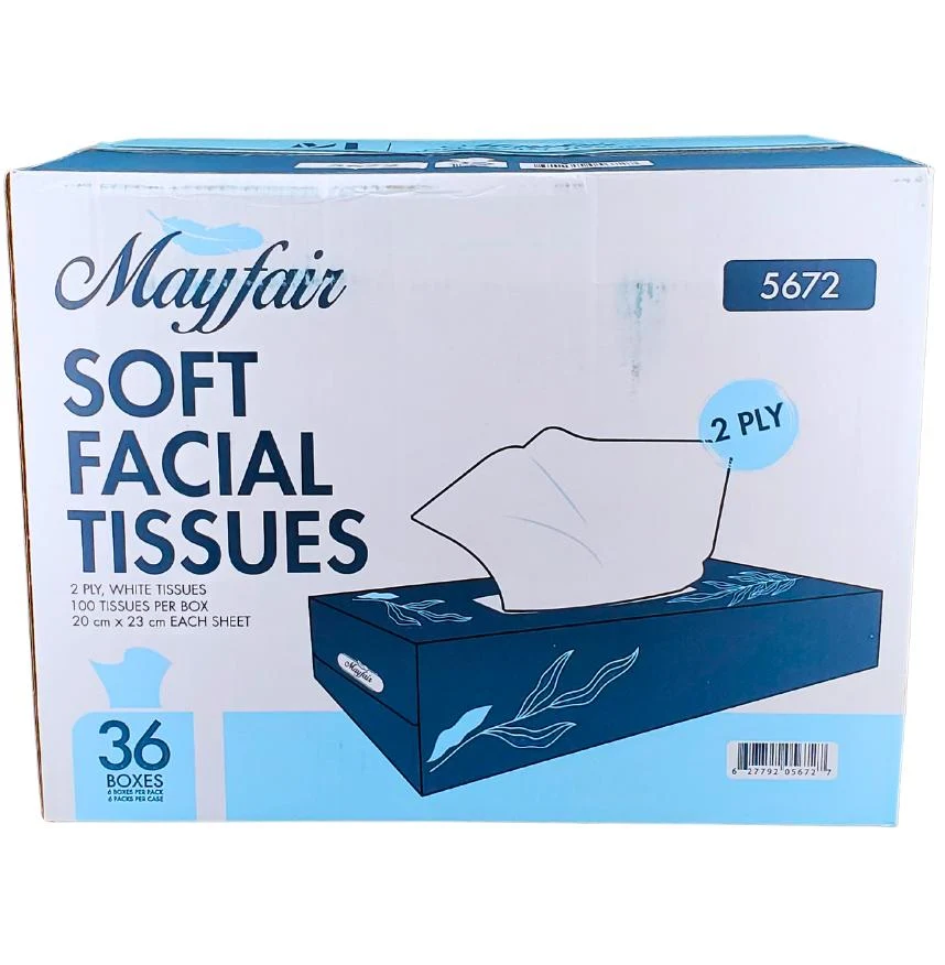 Mayfair - 2ply White Facial Tissue- 100 shts. - 5672 — Case (6 x 6 CT)