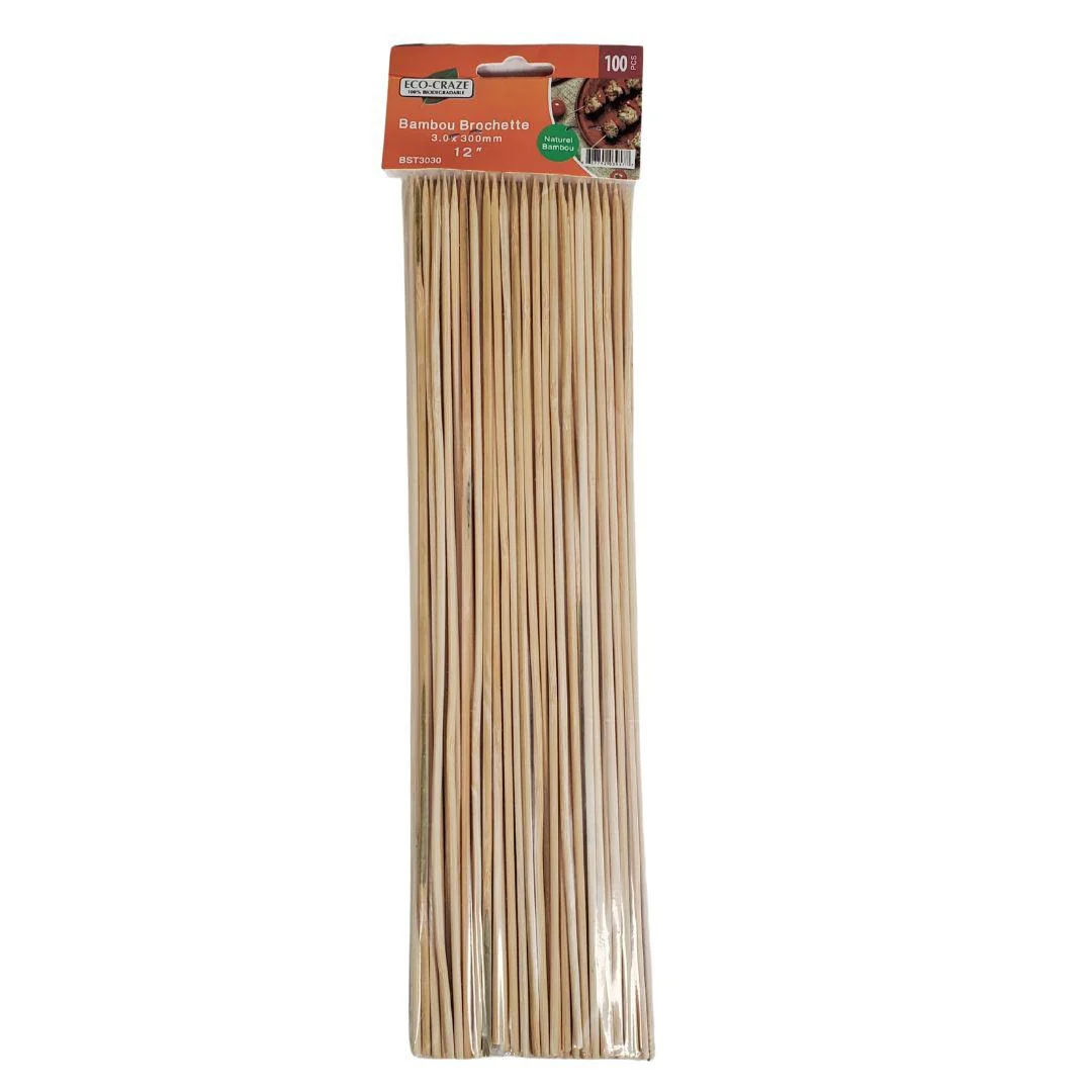 Eco-Craze - Bamboo Skewer - 3mm X 12" - BST3030 — Case (48 x 100 CT)