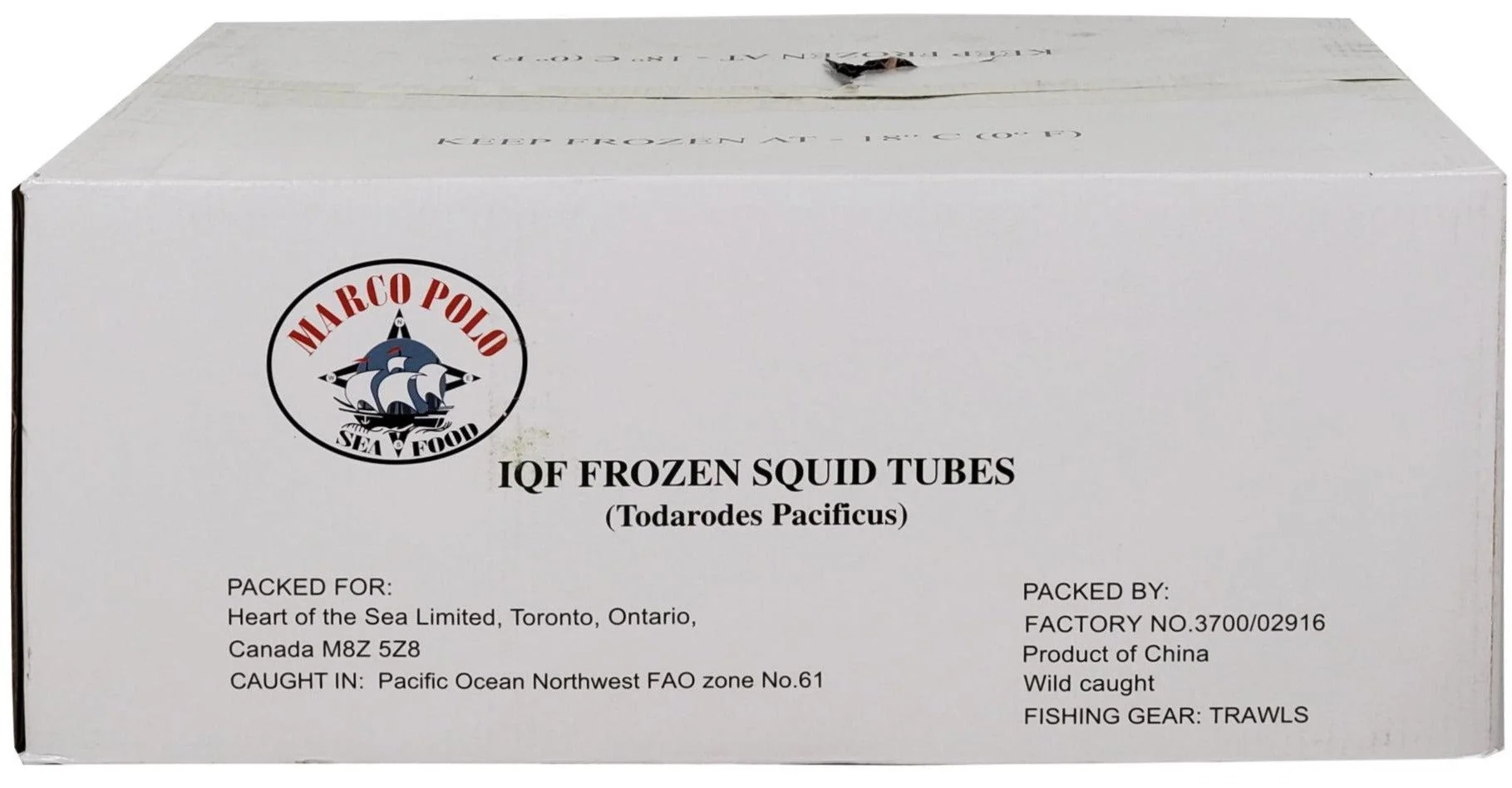 Marco Polo - U-10 Squid Tubes — Case (10 x 2 LB)