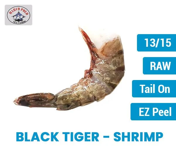 Marco Polo - 13-15 EZ Peel Black Tiger Shrimp — Case (5 x 2 LB)