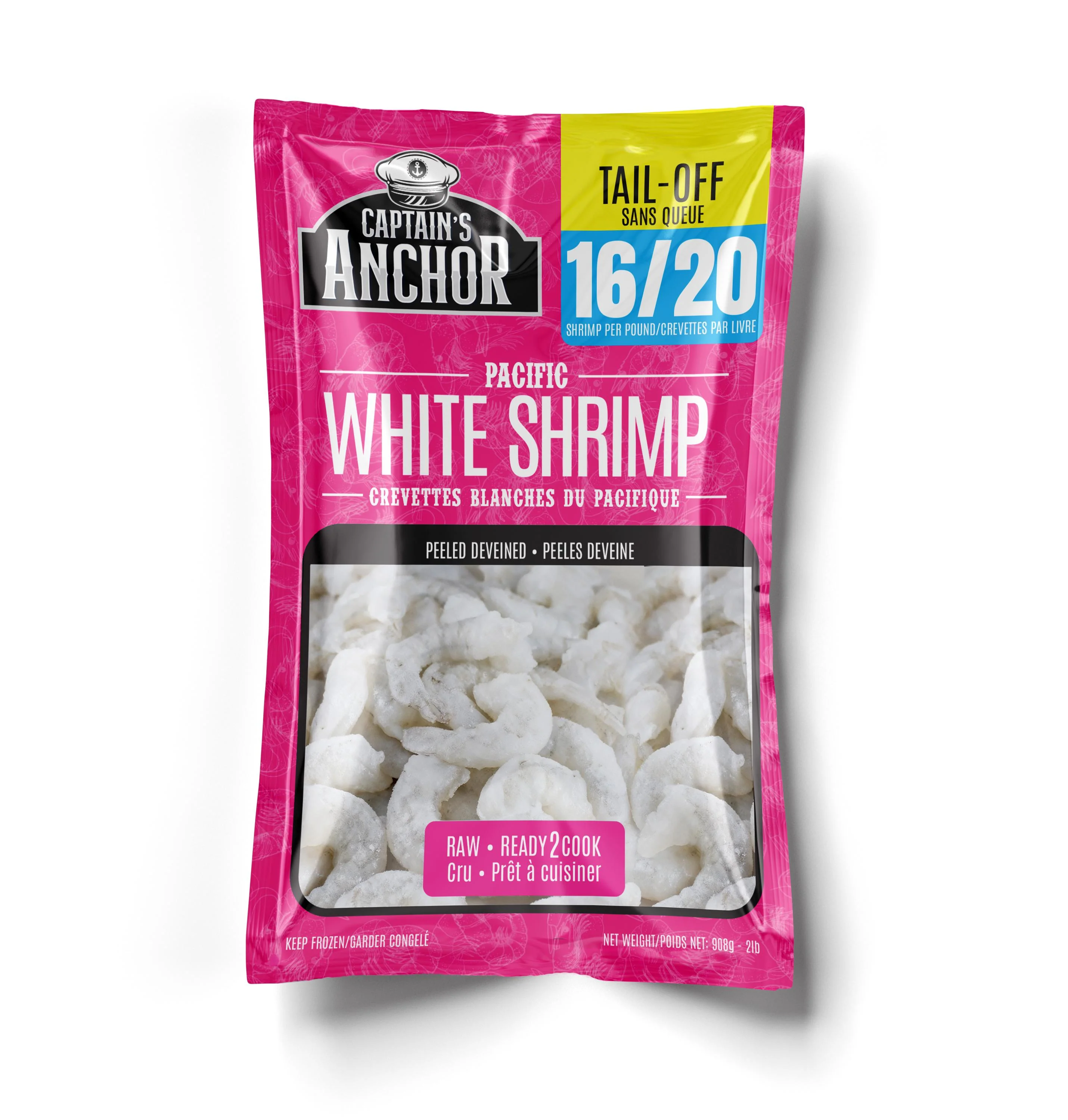 Captain's Anchor - 16-20 P & D Shrimp - Tail-Off — Case (5 x 2 LB)