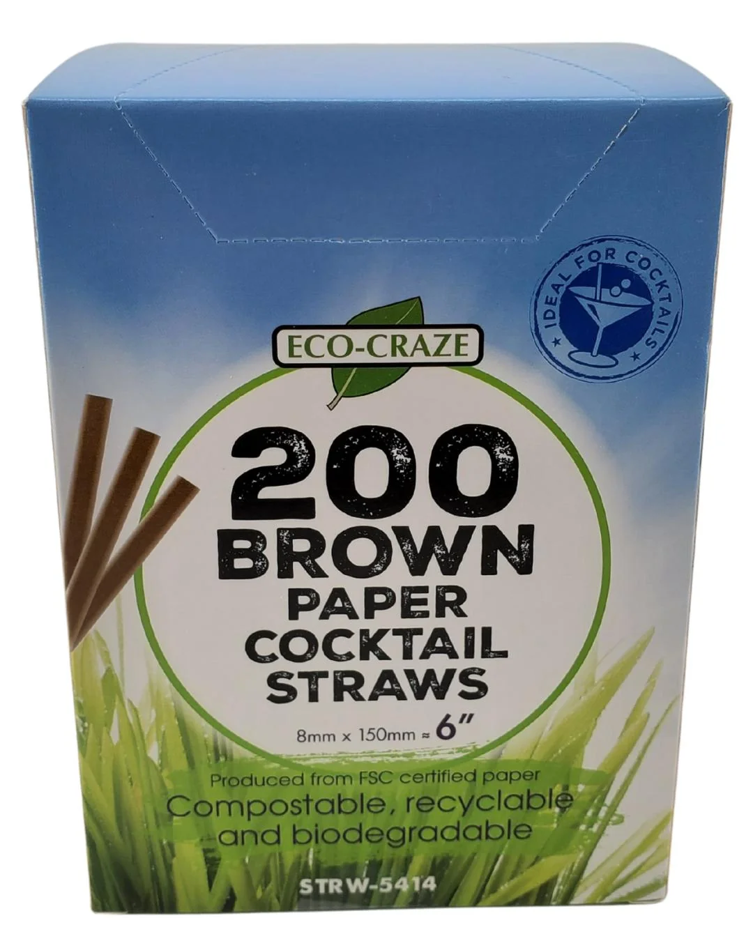 Eco-Craze - 6" Brown Paper Straw - 8 mm — Case (18 x 200 CT)