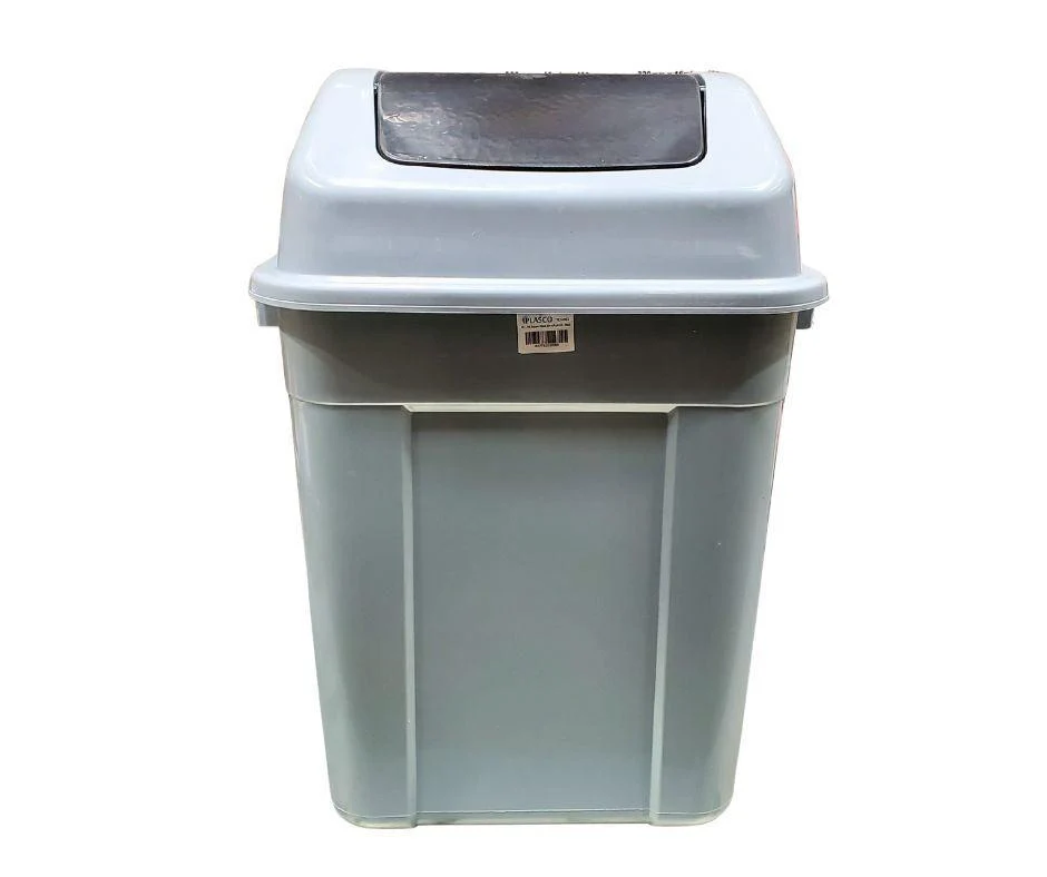 30L Square Waste Bin w/Push Lid - Grey