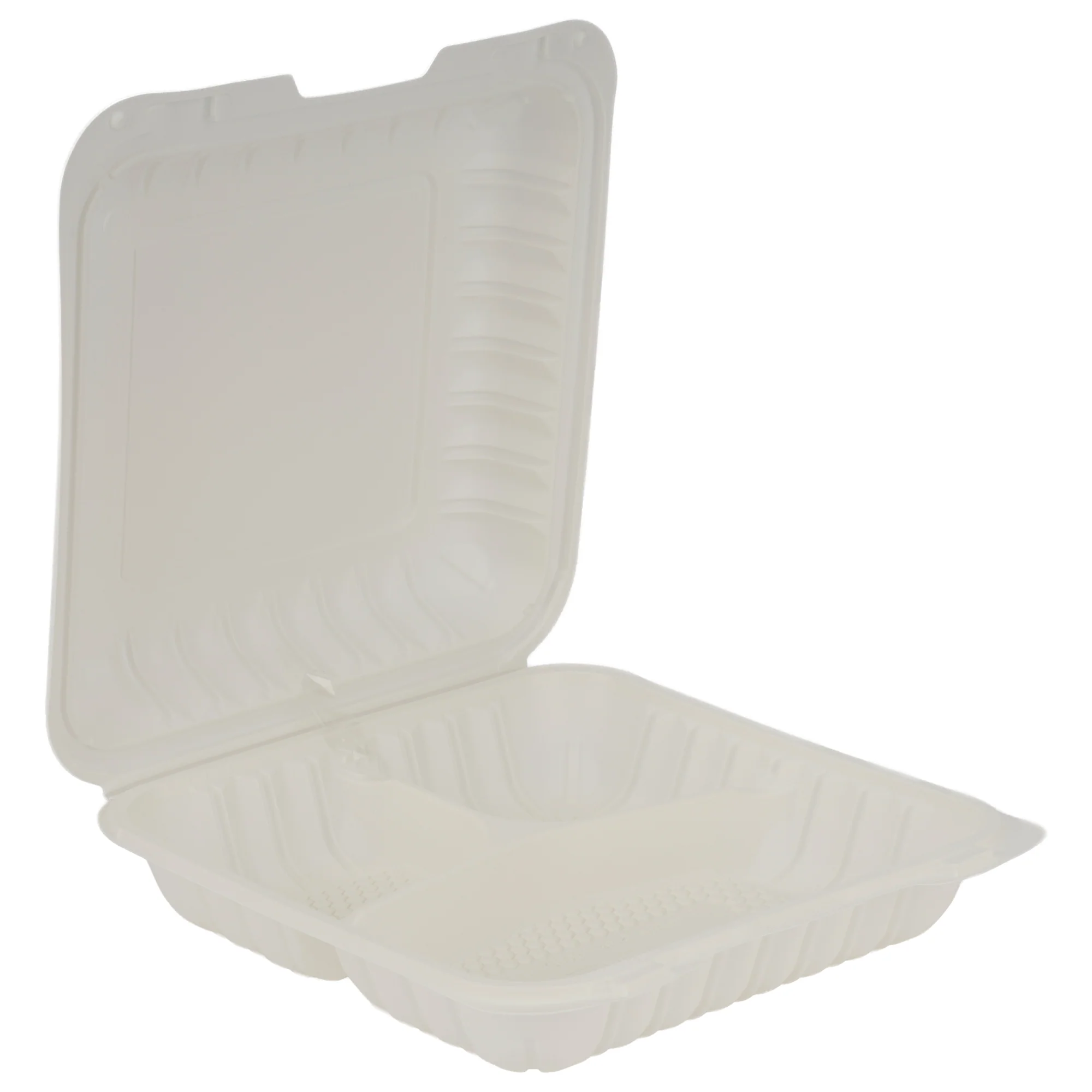 Eco-Craze MFPP Clamshell Container 9x9x2.6" 3 Compt. White