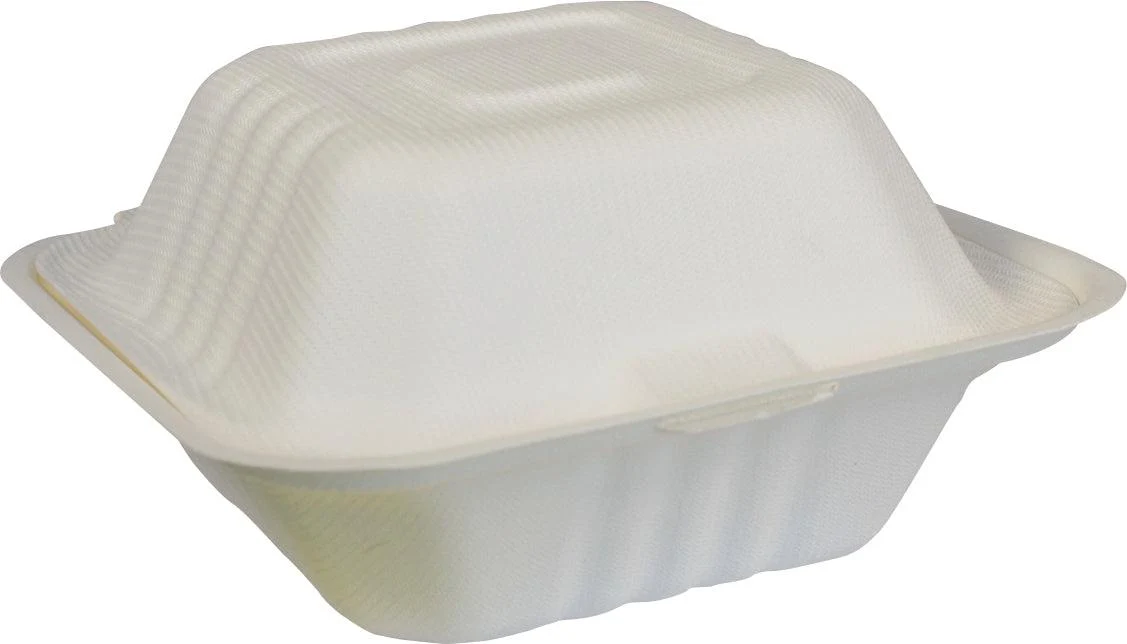 Eco-Craze - 6x6 Bagasse Clamshell Container — Case (4 x 125 CT)