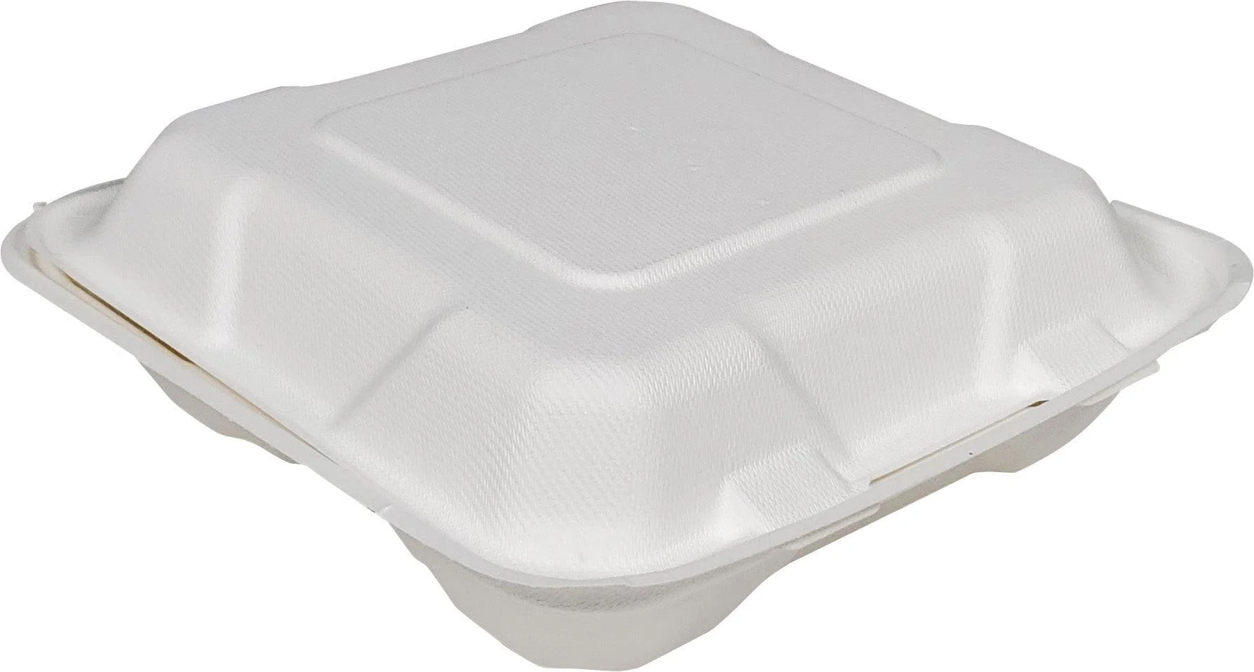 Eco-Craze - 8X8X3 - 3 Compartment Bagasse Clamshell — Case (50 CT)