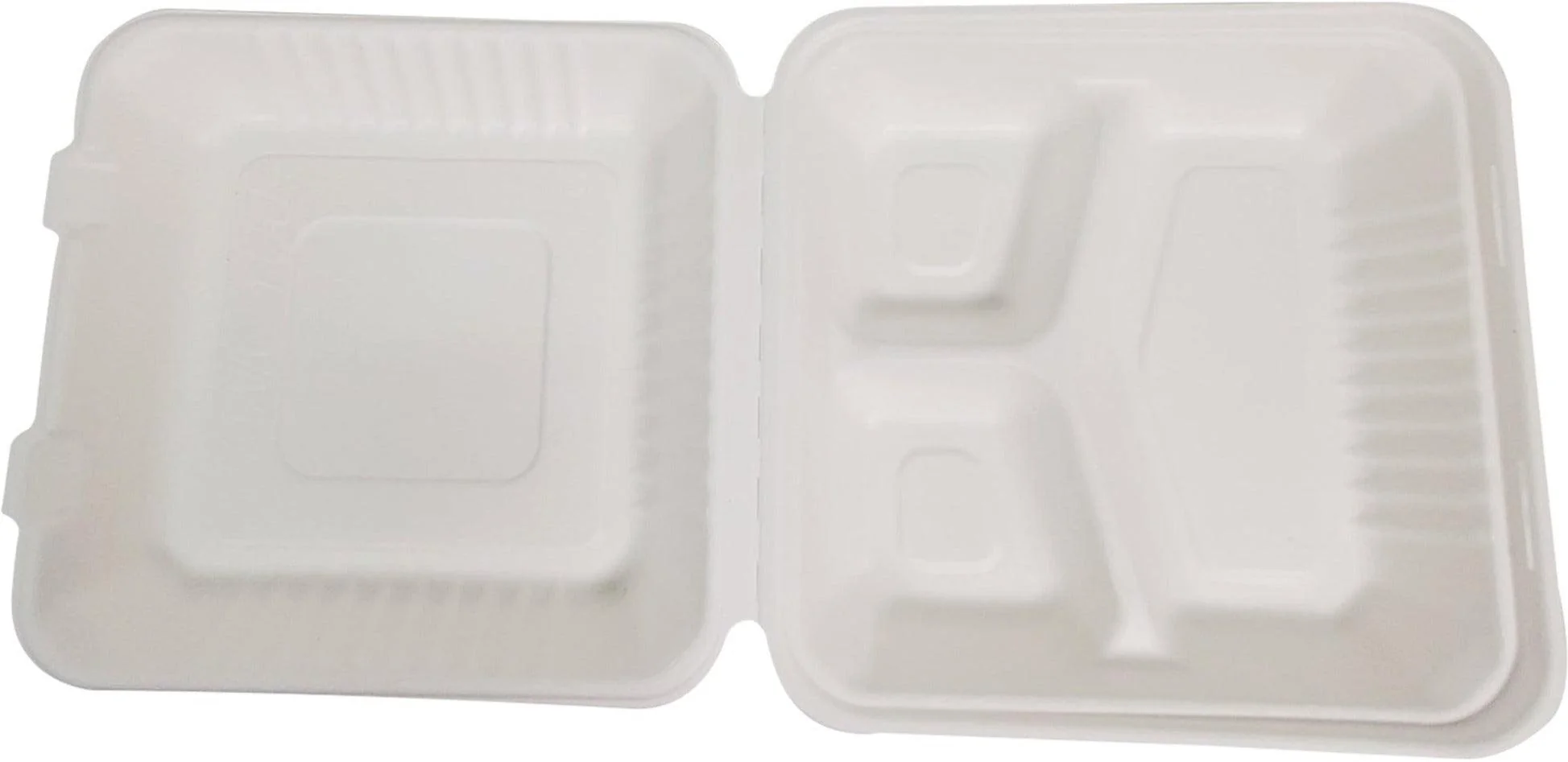 Eco-Craze - Bagasse Clamshell Hinged Container - 9X9 - 3 Compartment — Case (50 CT)