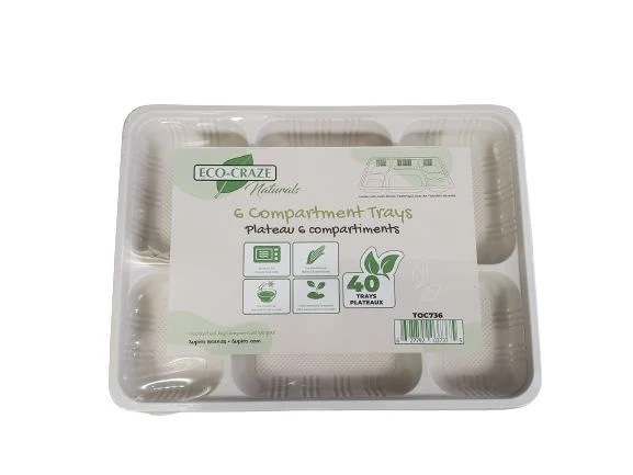 Eco-Craze - Corn Starch - Rectangular Cont./Thali - 6 Comp — Case (40 CT)