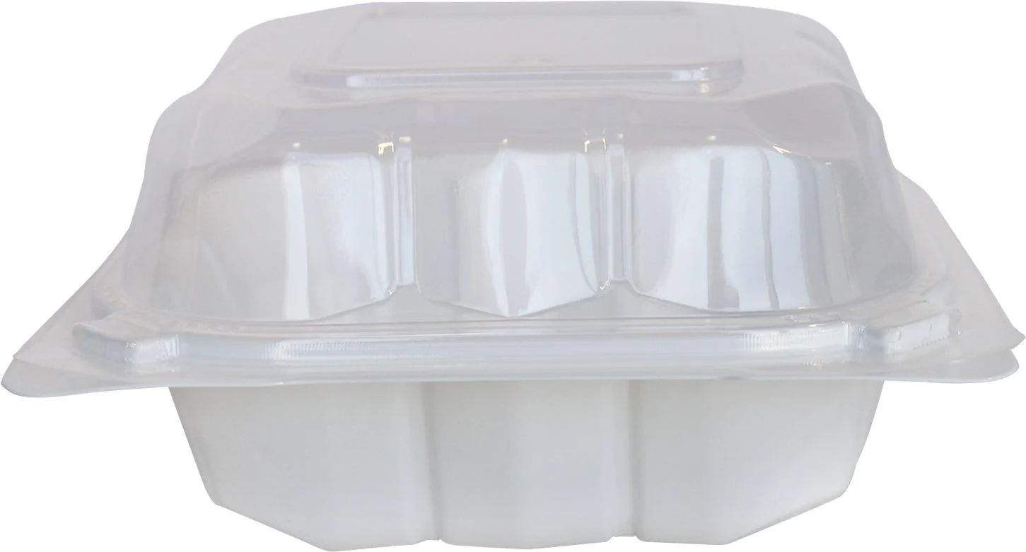 Value+ - YR661W-V- PP Hinged Cont.- 6x6x3"- White w/Clear Lid