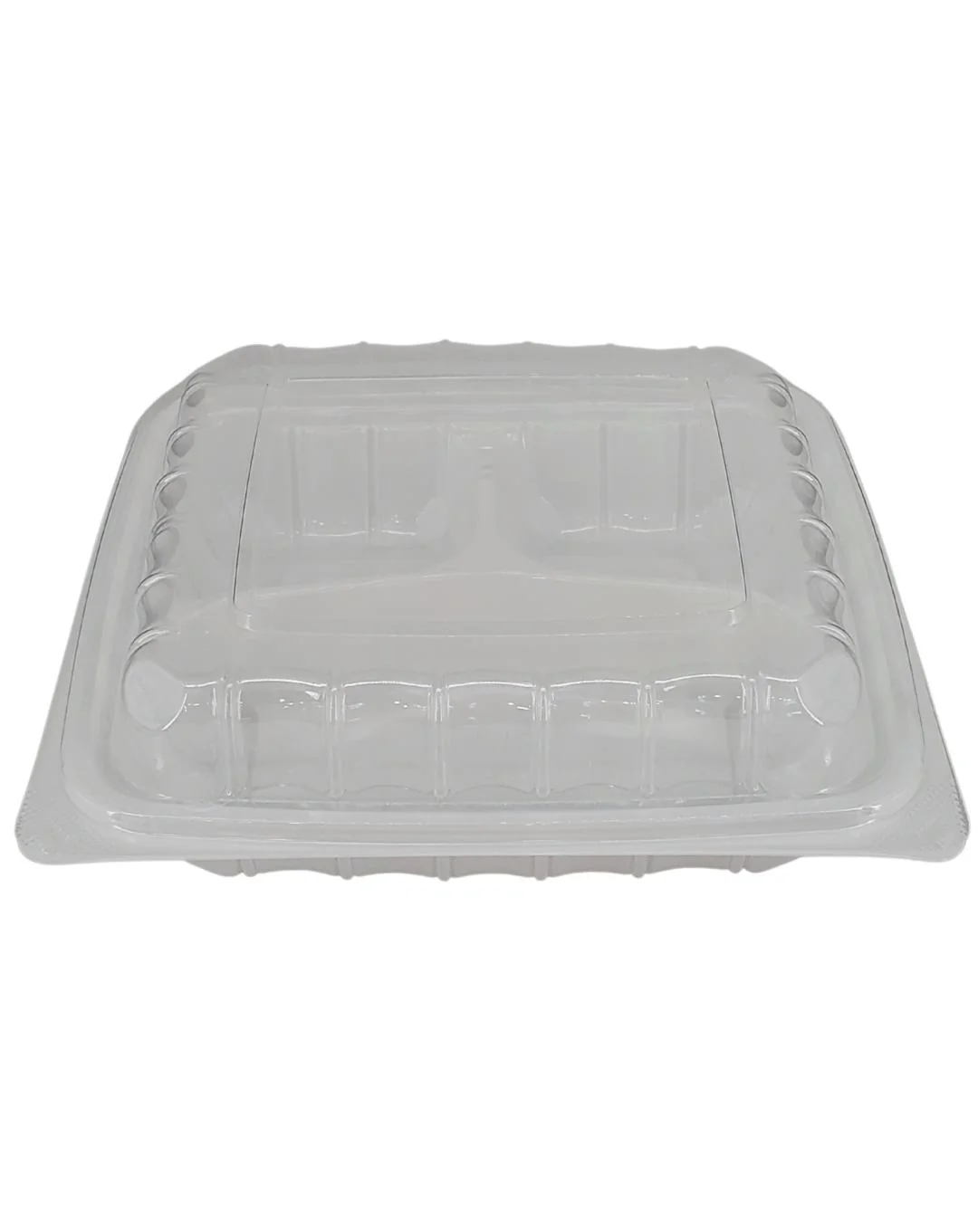 Value+ - YR993W-V - PP Hinged Cont. - 9.3x9x3"- 3 Comt.- White w/Clear Lid