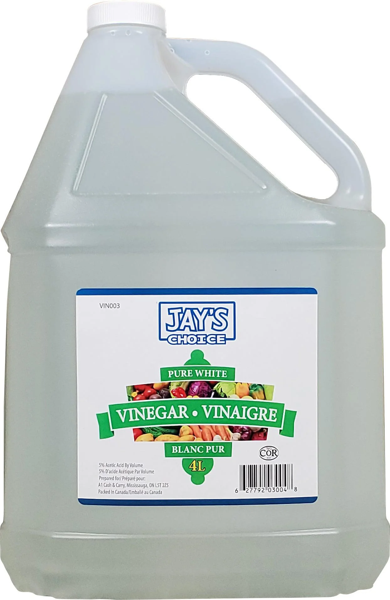 Jay's Choice - Pure White Vinegar - 5% — Case (4 x 4 L)