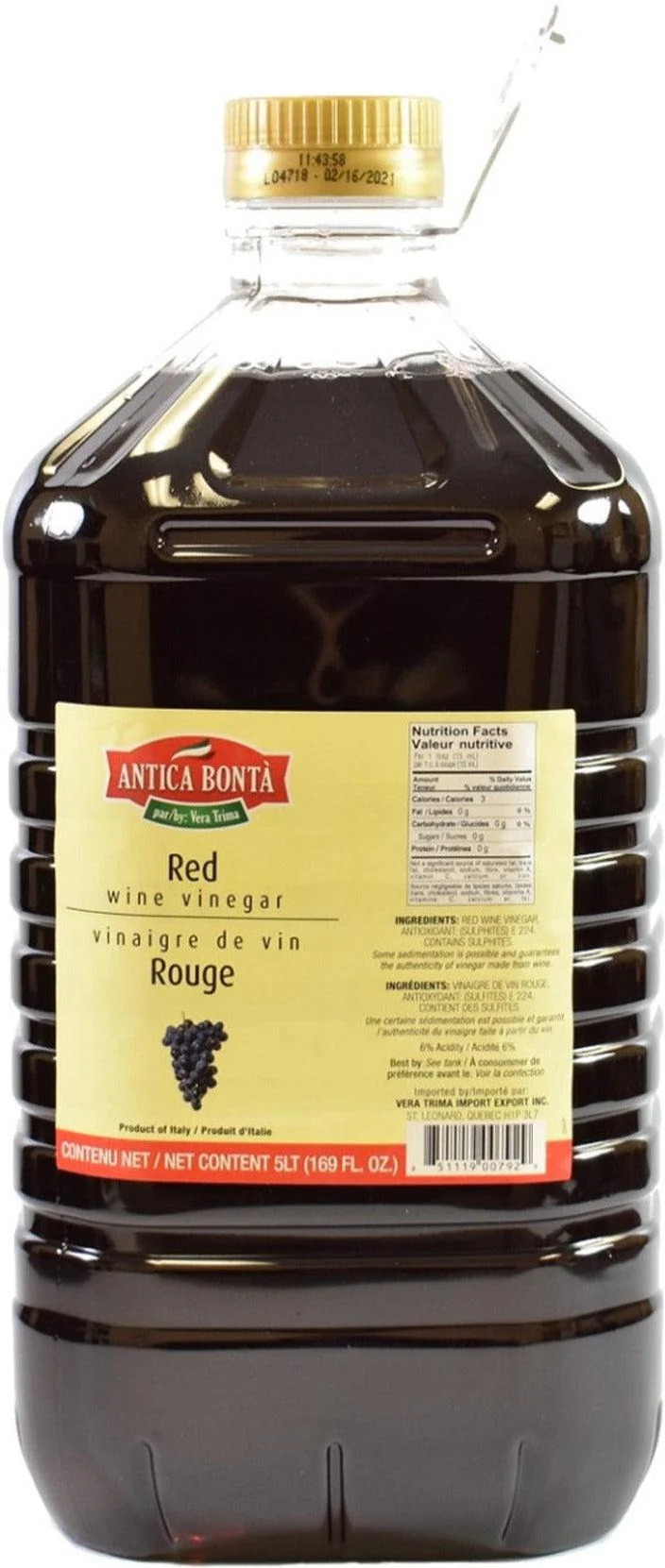 Bella Costa/Antica Bonta - Vinegar - Red Wine — Case (2 x 5 L)