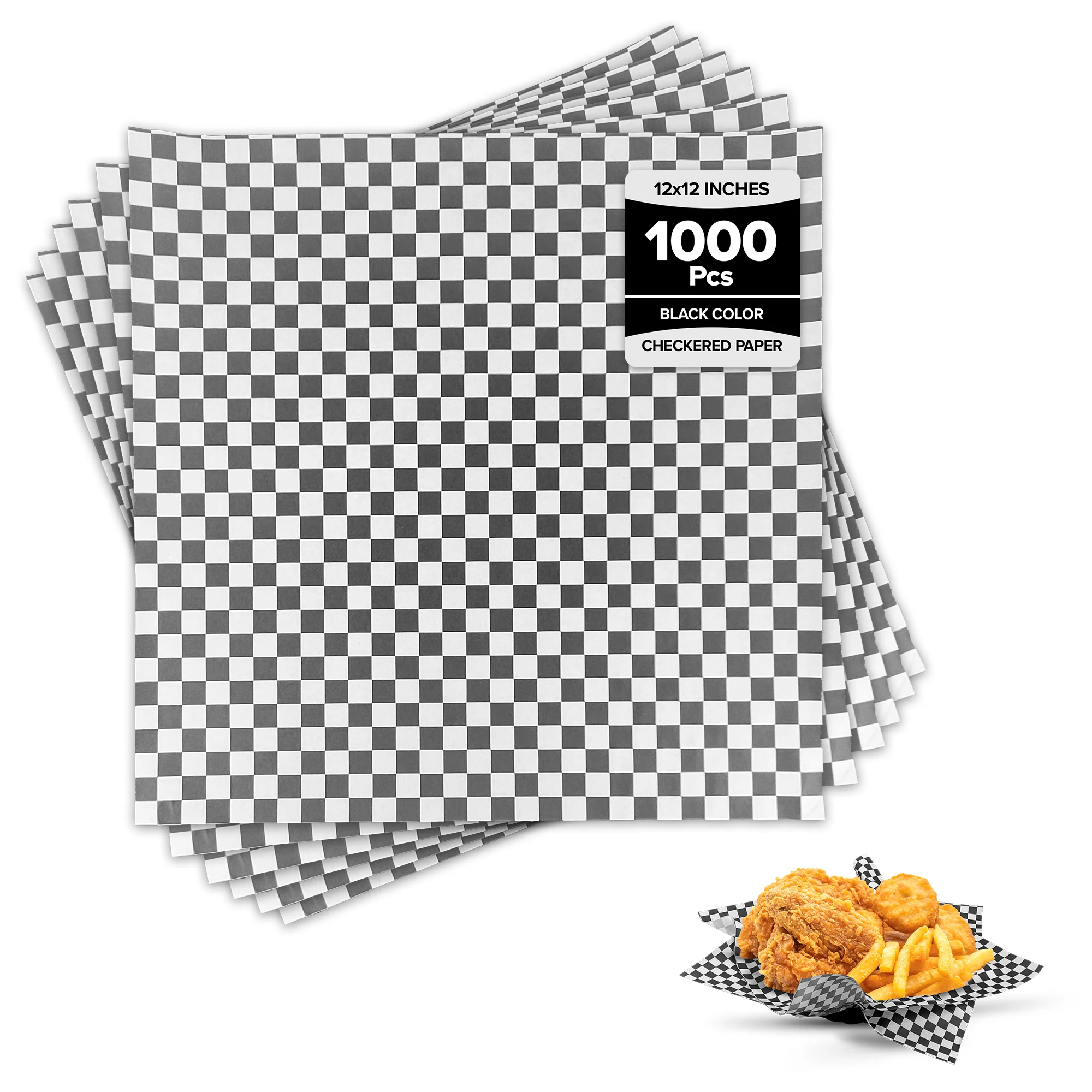 Value+ - Checkered Sheets - Black - 12"x12"