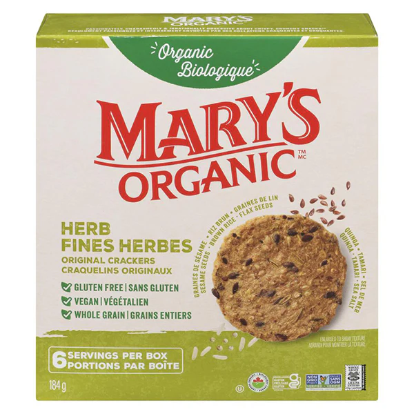 MARYS - ORGANIC FINE HERBS CRACKERS 184GR