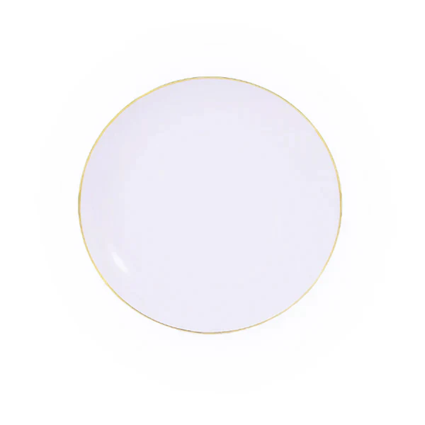 PARTY COUTURE - WHITE W/GOLD RIM 7.5oz PLATES 12x10 PK