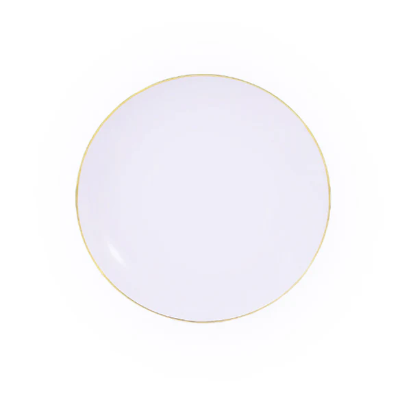 PARTY COUTURE - WHITE W/GOLD RIM 7.5oz PLATES 10PK
