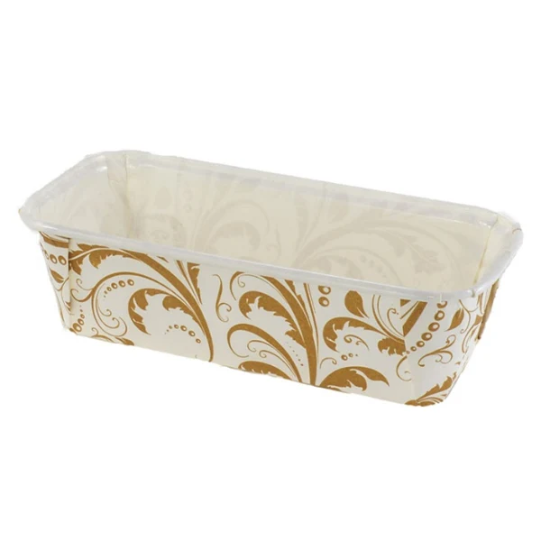 Novacart - Loaf Mold Bianco Ramage White/Gold 6.25x2.125x 2IN 40PK