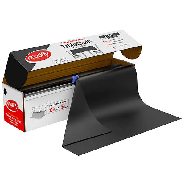 Neatiffy - Black Tablecloth 54INx108FT 9x1 Roll