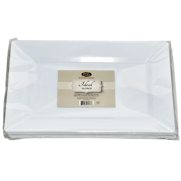 Party Couture - Wht 9.5" Rectangle Dessert Plate 12x10 PK