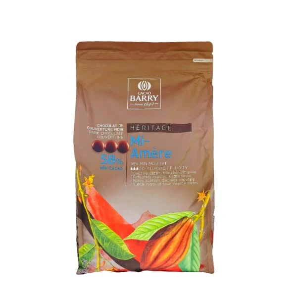 Cacao Barry - Mi Amere 58% Semi Sweet Chocolate Pistoles 4x5 KG