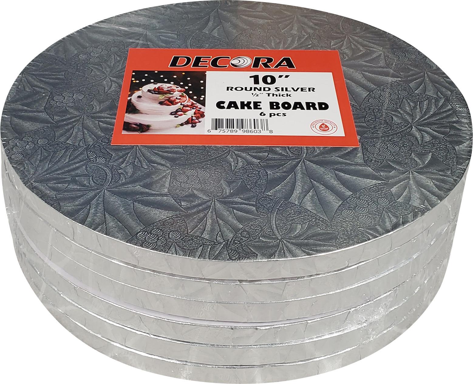 Decora - 10" 1/2" Round Cake Drum - Silver — Case (2 x 6 CT)