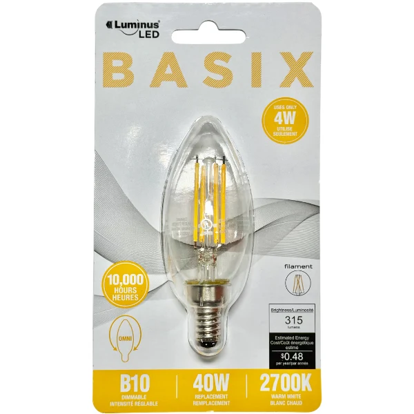 Basix - 4.7 W LED Chandelier Small Base EA