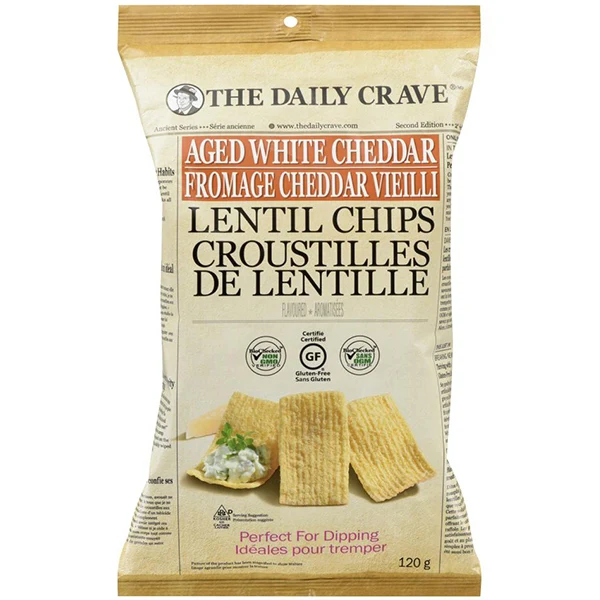 The Daily Crave - Aged White Cheddar Lentil Chips 120GR