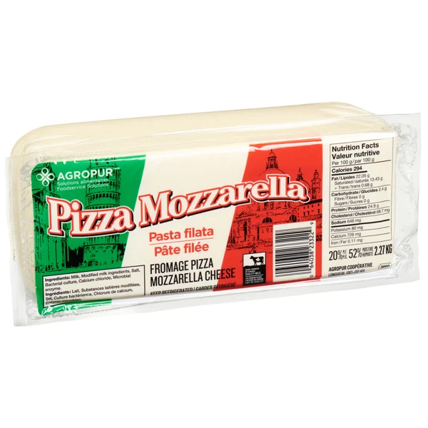 Agropur - Pizza Mozzarella 20% Block 8x2.27 KG