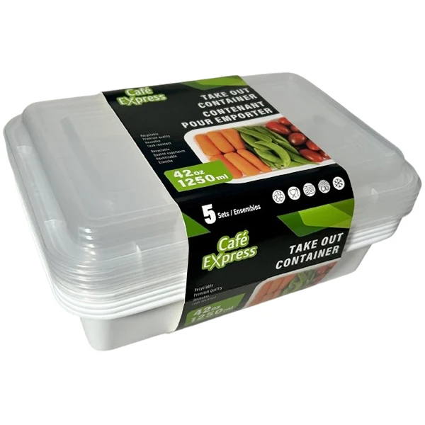 Cafe Express - White Rectangle Container Combo 42OZ 12x5 EA