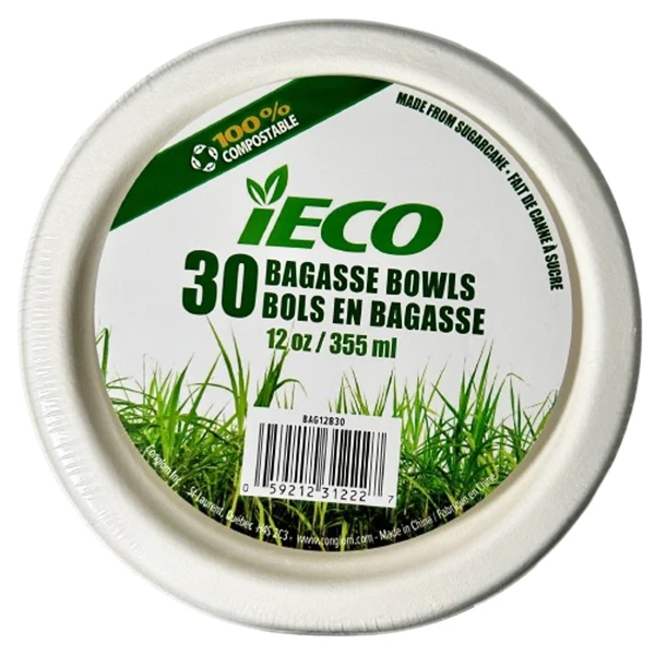 Ieco - 12oz Bagasse Bowl 12x30 EA