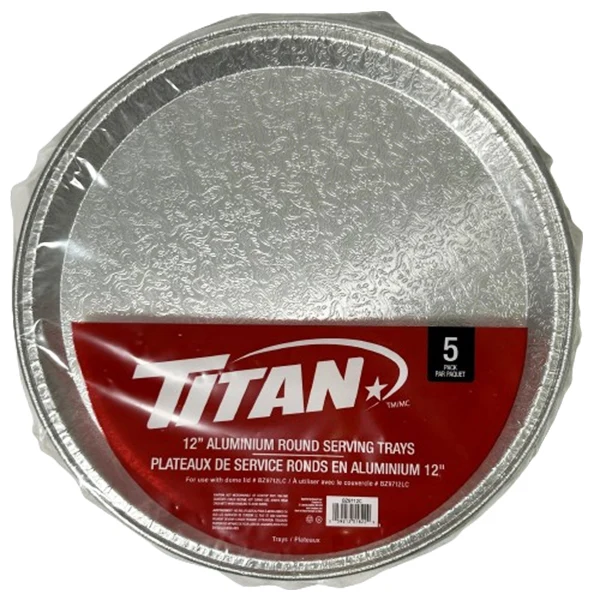 Titan - 12IN Round Aluminum Serving Trays 5CT