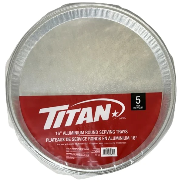 Titan - 16IN Round Aluminum Serving Trays 5CT