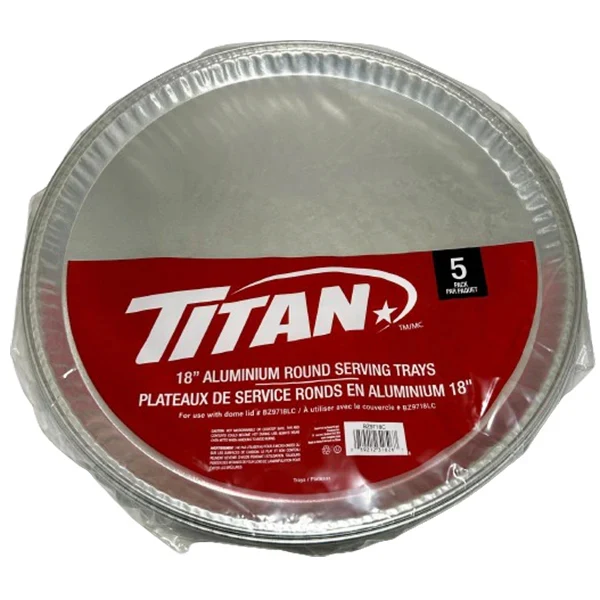 Titan - 18" Round Aluminum Serving Tray 5x5 PK