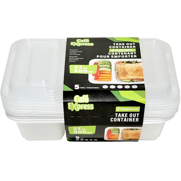 Cafe Express - White Base 2-Compartment Take Out 800ML 5PK