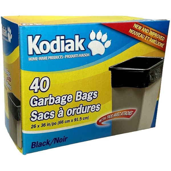 Kodiak - Regular Black Garbage Bags 26"x36" 10X40 EA