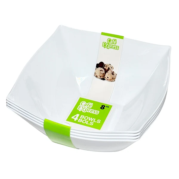 Cafe Express - Square Bowls White 8 OZ 4EA