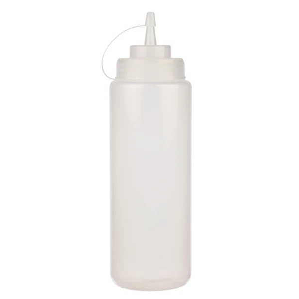 Resto - 16oz Clear Wide Mouth Squeeze Bottle W/Lid 6PK