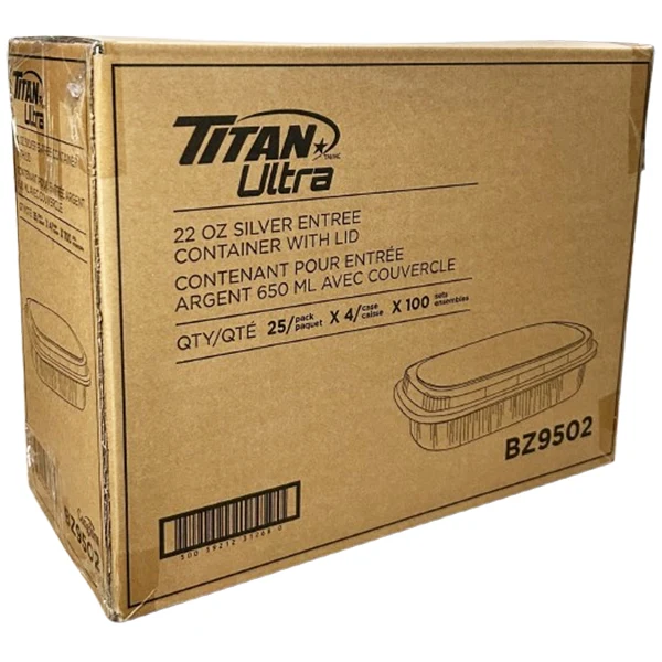 Titan - 22OZ Silver Small Container With Lid 4x25 EA