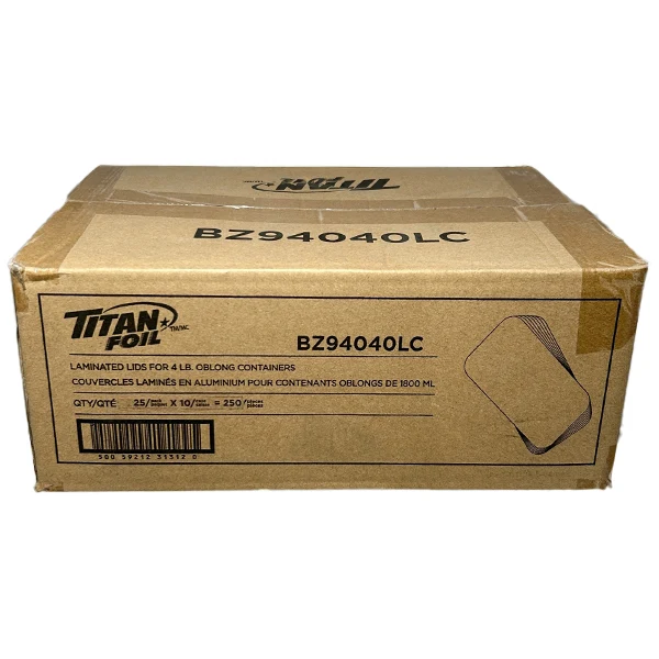 Titan - 4LB Oblong Foil Container Lid 10x25 PK