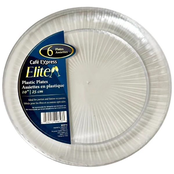 Elite - 10 IN Clear Polystyrene Plates 24x EA