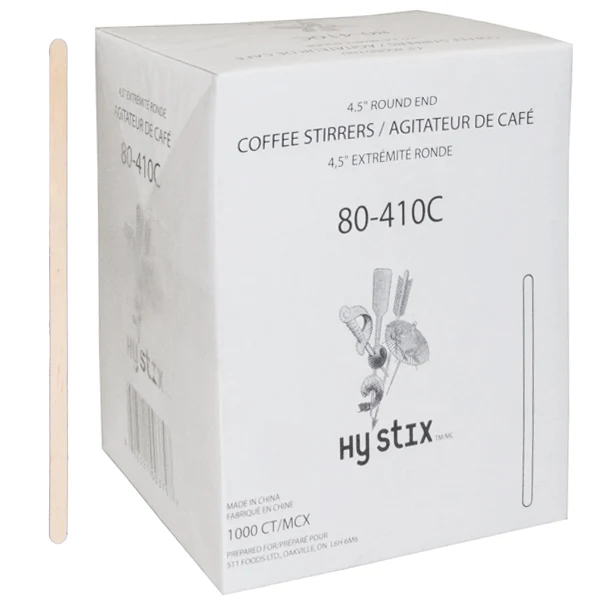 Hy Stix - 4.5" Wood Coffee Stirrer 1000EA